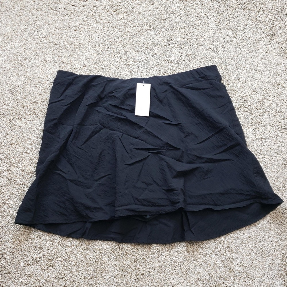 Abercrombie & Fitch Skort Womens‎ L Black Layered Chiffon Lined Elastic Waist